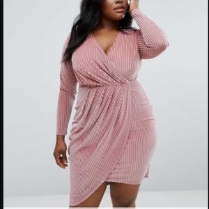 ASOS CURVE PINK VELVET DRESS 24 PLUS SIZE